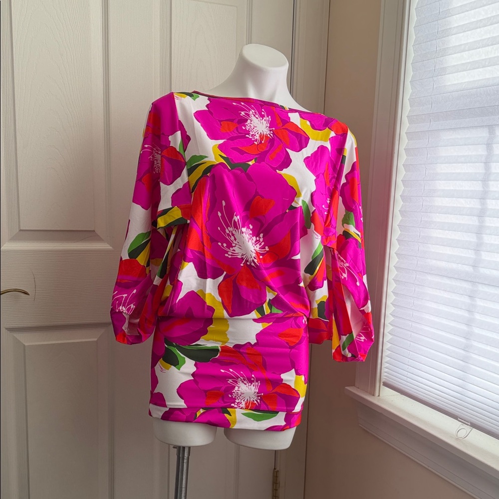 Trina Turk Pink Floral Swim Coverup/ tunic